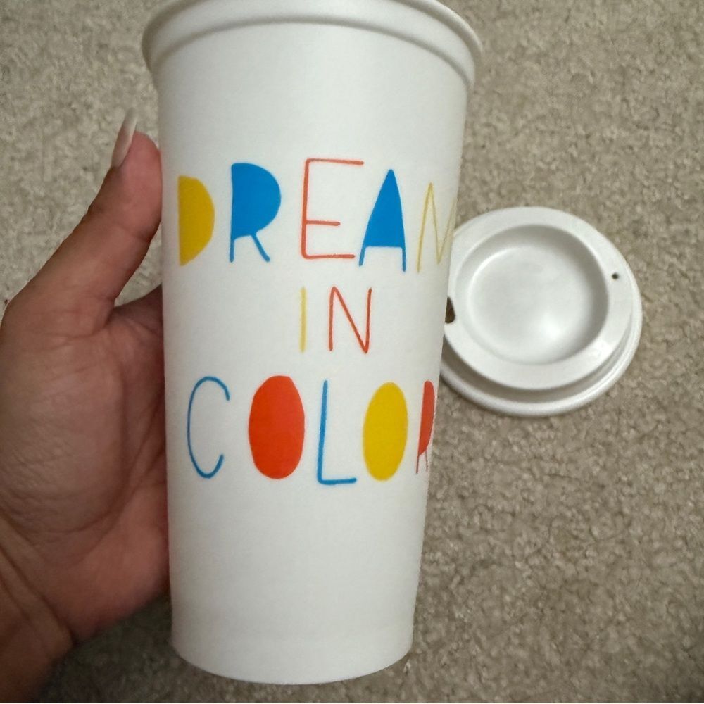 Starbucks Colorful 'Dream in Color' Travel Mug rare reusable A**